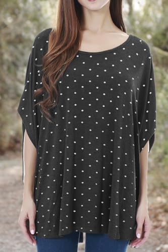 Smallshow Women's Nursing Top Maternity Poncho for Breastfeeding - color: Polka Dot Deep Grey