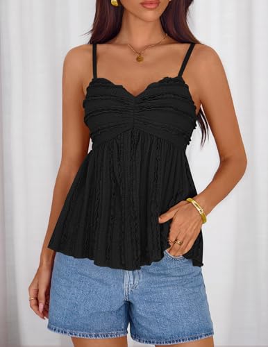 ZESICA Womens Summer Spaghetti Strap Going Out Tank Top - color: Black, size: Medium