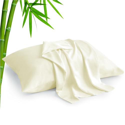 BEDELITE Cooling Pillow Cases Queen 2Pcs, Rayon Made from Bamboo, Cream - color: Cream, size: 2 Pack Queen（20"X 30"）