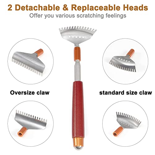 Back Scratcher with 2Pcs Detachable Claws & Massage Roller - size: 2 heads