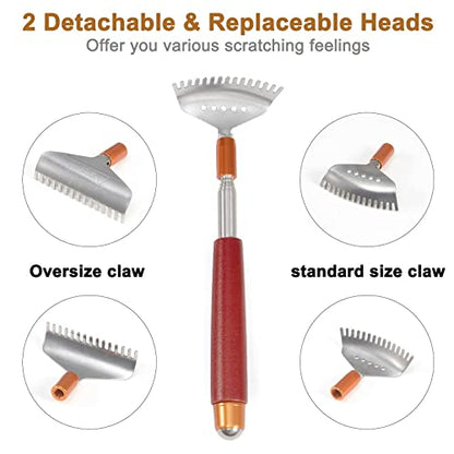 Back Scratcher with 2Pcs Detachable Claws & Massage Roller - size: 2 heads