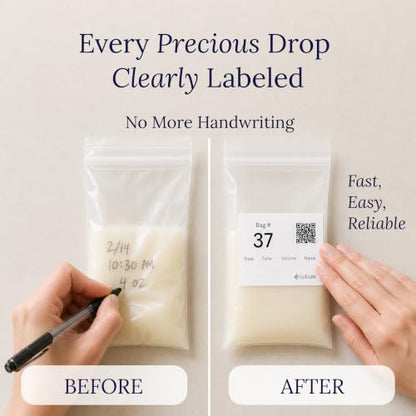 Cubtale Smart Milk Bag Labels – Breast Milk Expiration, Inventory & Storage Tracking with QR Code – Caregiver Access to Breastfeeding Details – 500 Consecutively Numbered Self-Adhesive Labels