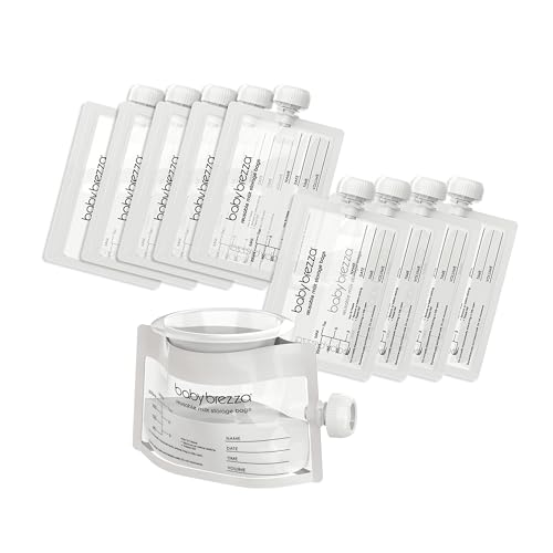 Baby Brezza Reusable Breastmilk Storage Bags, 10 Pack With Filling Funnel