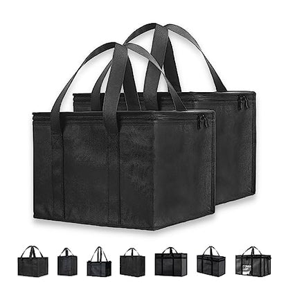 NZ home Insulated Food Bag, Portable Cooler Tote (Medium, Black, 2 Pack) - color: Black, size: Medium