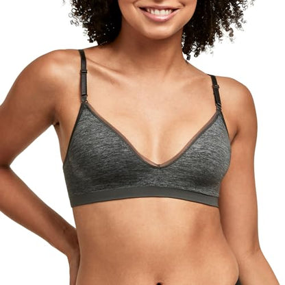 Hanes Women's Wireless T-Shirt Bra, Comfy Support Lightweight Lounge Bra, Convertible Straps - color: Gravel Grey Heather, size: Medium