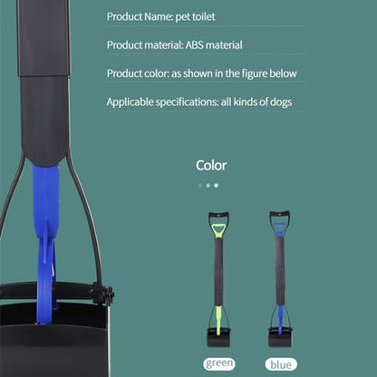 32" Foldable Long Handle Dog Pooper Scooper, No Bending Waste Pick Up Tool - color: Blue