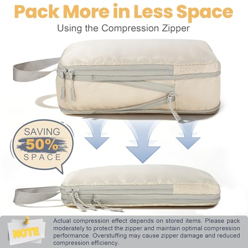 8-Set Compression Packing Cubes for Travel - color: Pink
