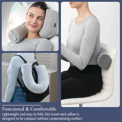 Brookstone Free Form Travel Pillow Lightweight Flexible Memory Foam Pillow - color: Grey