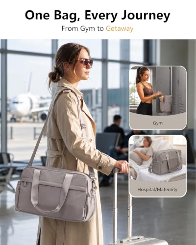 Expandable Travel Bag, Underseat Carry-On Weekender, Taupe - color: Taupe