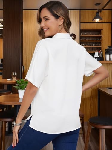 Maternity Shirts Button Down Work Business - color: White, size: X-Large