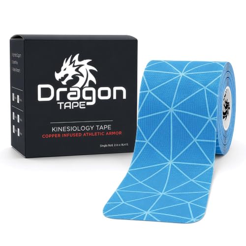 Dragon Tape Copper Infused Kinesiology Tape, Blue, Single Roll - color: Blue, size: Single Roll