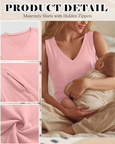 Ficerd 3 Pack Women's Nursing Tank Tops - color: Black, White, Pink, size: X-Large