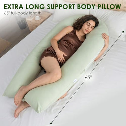 QUEEN ROSE Extra Long Body Pillow, Cooling Pregnancy Pillows for Sleeping - color: Green