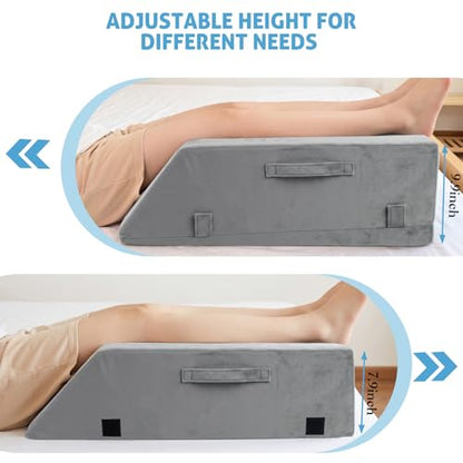 Leg Elevation Pillows for After Surgery, Ergonomic Keeps Knee Straight, Adjustable Height Knee Replacement Recovery Aids, Suitable for Surgery, Injury, or Rest, Washable Cover, Single Leg