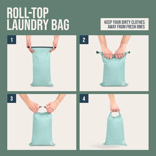 TRIPPED Travel Gear Large Compression Packing Cubes 7-Piece Set for Travel - color: DustyTeal/White