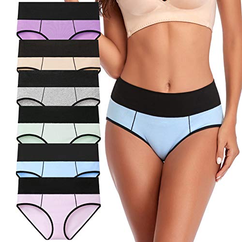 Annenmy Postpartum Underwear Women High Waisted Cotton Underwear Breathable C Section Panties Tummy Control Briefs - color: Light Assorted Colors, 6 Pack, size: Medium