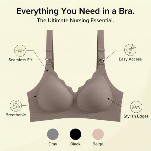 Nursing Bra, Maternity and Pumping Bra for Breastfeeding, Hands-Free Feeding Bra - color: Gray, size: Small