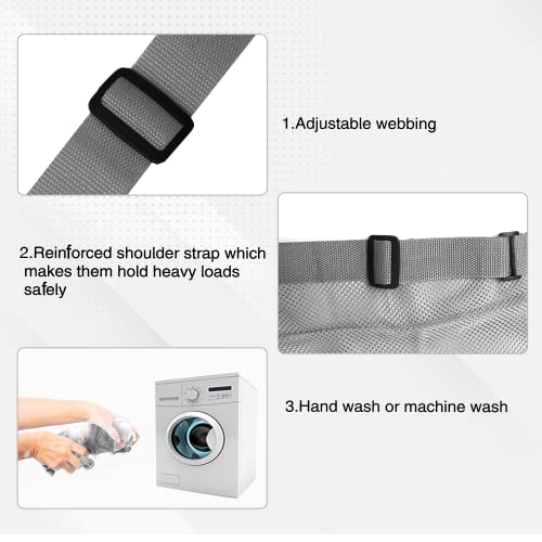 GSE Mesh Sports Drawstring Bag, Shoulder Strap, X-Large, 24"x36"/30"x40" - color: Grey, style: 30"x40" - 6-pack