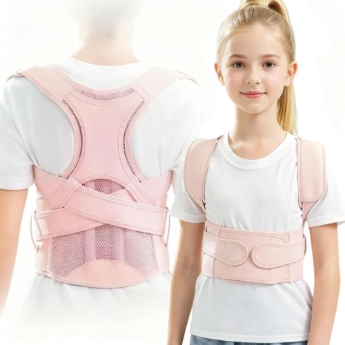 Kids Back Brace Posture Corrector for Boys Girls Teen Youth Children - color: Pink, size: Small