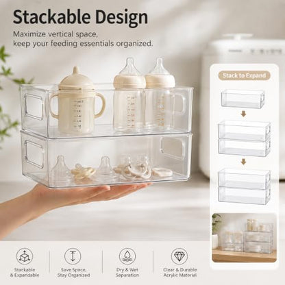 5 Pack Magnetic Baby Bottle Organizer for Refrigerator – 2 Large + 3 Small