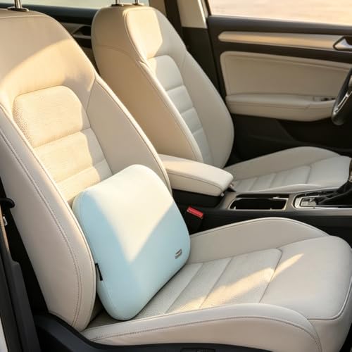 Lumbar Support Pillow Summer Soft Latex Lower Back Cushion for Car Seat - color: Light Blue