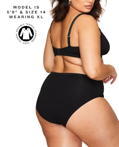 Subset Women's Organic Cotton High-Rise Brief, Knickey Underwear, 3-Pack - color: Carbon, size: XX-Small
