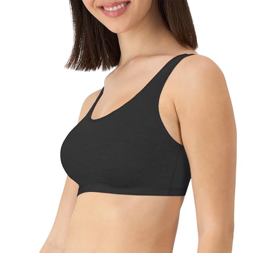 Hanes Women's Racerback Cotton T-Back Bralette (3 Pack) - color: Black/Black/Black, size: Medium