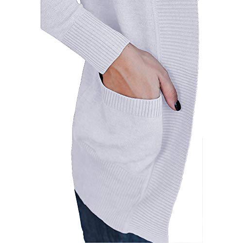 VOIANLIMO Women's Open Front Long Sleeve Cardigan with Pockets - color: 3-white, size: Medium