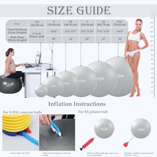 Soft Exercise Ball, Yoga Pregnancy Ball Chair, Pilates Equipment with Pump - color: Gray, size: XL(27-30inch/68-75cm)