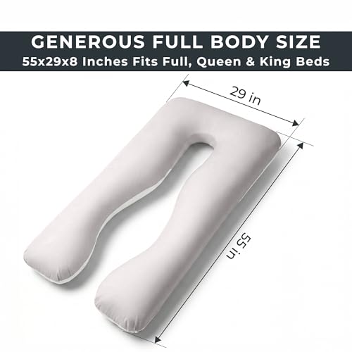 U Shaped Pregnancy Pillow Soft Reversible 55 in White Gray - color: Light Gray / White (Two-tone)