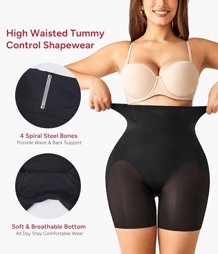 Nebility Shapewear Tummy Control High Waisted Butt Lifting Panties - color: Black, size: Large