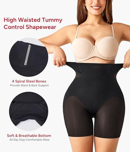 Nebility Shapewear Tummy Control High Waisted Butt Lifting Panties - color: Black, size: X-Large