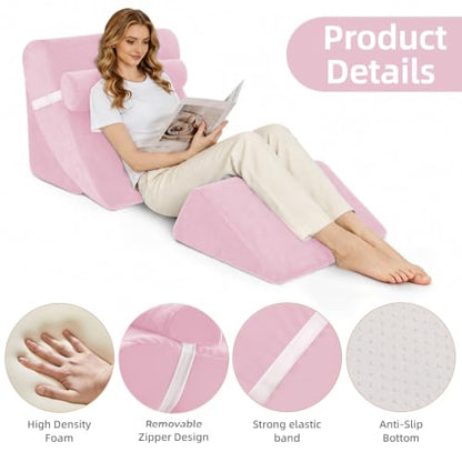 Wedge Pillow Set for After Surgery,Pink,4PCS-22 - color: Pink, size: 4PCS-22''
