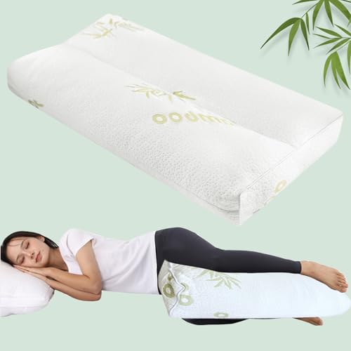 MINUPWELL Knee Pillow for Side Sleepers - 5" Height Between Leg & Under Knee Pillow for Back Sleepers - with 1160G 7D Fiber for Relieving Leg, Back, and Knee Pain - Rayon Derived from Bamboo - color: Green-cooling, size: 5in