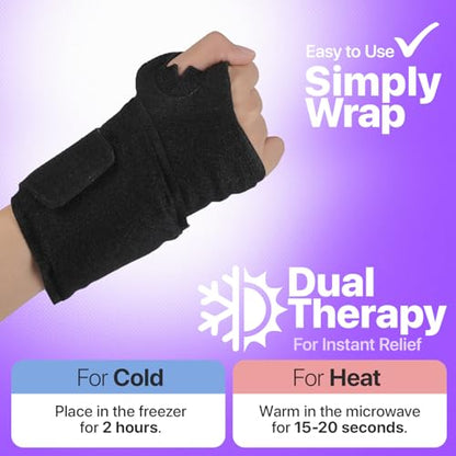 Wrist Ice Pack Wrap - 2 Pack Reusable Hot Cold Therapy Wrist Ice Pack for Carpal Tunnel Relief, Adjustable Wrist Ice Wrap for Swelling, Wrist Pain, Tendonitis & Arthritis Relief - style: 2 Pack Wrist Ice Pack