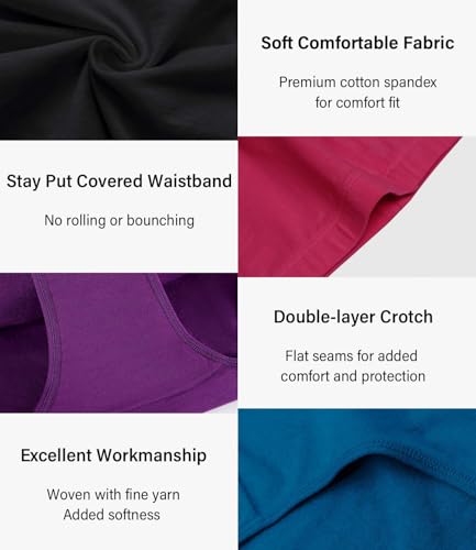 wirarpa Women's Cotton Underwear Full Coverage Cotton Briefs 5 Pack - color: Black/Purple/Red/Teal/Grey, size: Large