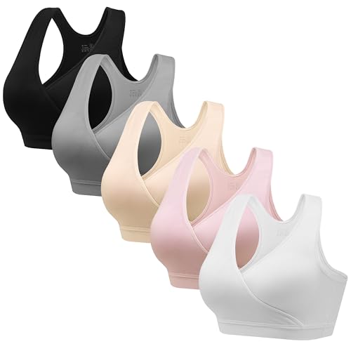 HBselect Maternity Nursing Sleep Bra for Breastfeeding Wireless Bralette - color: Black/Gray/White/Pink/Beige, size: Medium