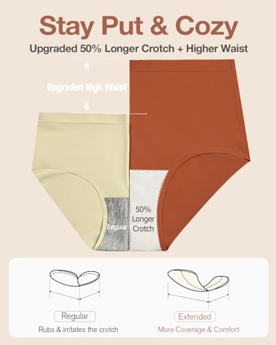 Womens Underwear Seamless Full Coverage Breathable Briefs No Show Silky Stretch High Waisted Ladies Panties 6 Pack - color: Multicolor-a2, size: XX-Large