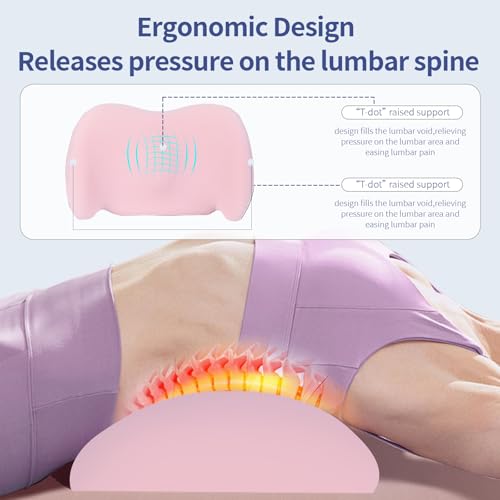 Cooling Lumbar Support Pillow for Office Chair,Memory Foam Car Back Cushion - color: Pink Cooling
