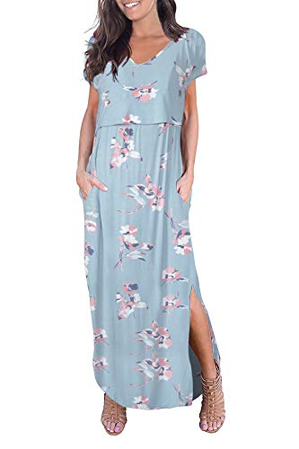 Smallshow Women's Maternity Nursing Dresses Split Long Dress for Breastfeeding - color: Svp049, size: Medium