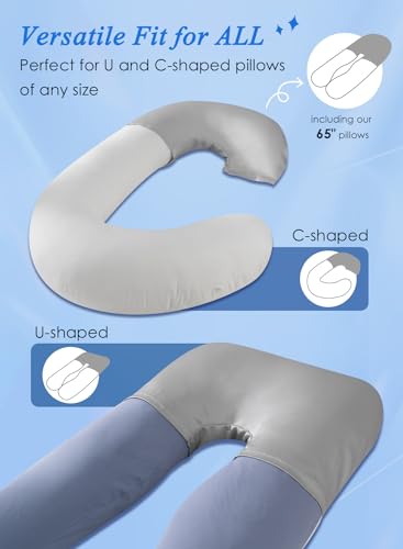 QUEEN ROSE Pregnancy Body Pillow Cover, Satin Cooling Pillowcase, Grey - color: Grey