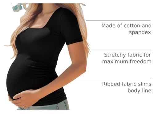 Huukeay 4 Pack Women's Short Sleeve Maternity Shirts - color: Black, Heather Gray, White, Brown, size: Small