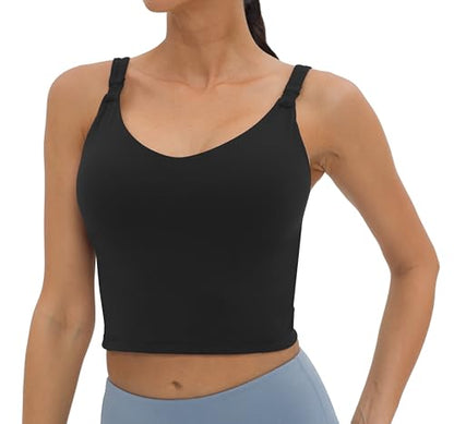 Foucome Nursing Tank Tops Longline Breastfeeding Workout Tops - color: Black, size: Small