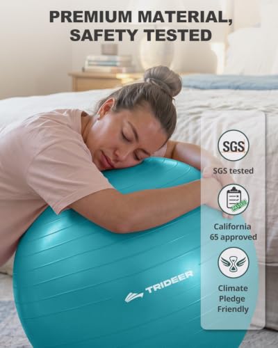 Trideer Yoga Ball for Exercise, Pregnancy, Exercise Ball, Pump Included - color: Turkis, size: M(19-22ines/48-55cm)