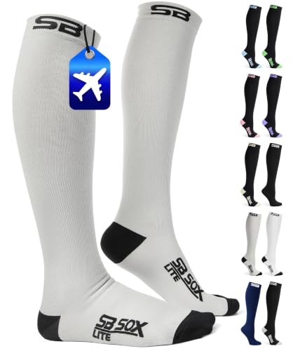 SB SOX Lite Compression Socks for Flying (15–20 mmHg) - color: Gray/Black, size: L/XL