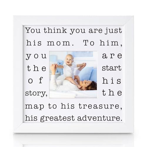 THYGIFTREE Boy Mom Gift for New Mother from Husband Son First Time Mom Gifts Sentimental Adventure Keepsake Picture Frame for Wife Baby Shower Present Postpartum Nursery Decor