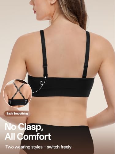 Angelhood Nursing Bras for Breastfeeding & Sleep, Seamless Maternity Bra - color: Black/Grey/White, size: Medium