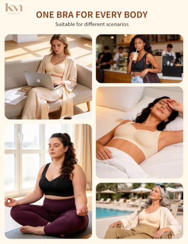 Wireless Pullover Sleep Bras for Women Seamless No Underwire T Shirt Bra - color: Black Polka Dot, size: Medium