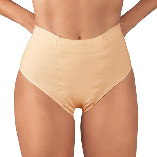 Underworks Vulvar Varicosity and Prolapse Support Brief with Groin Compression Bands and Hot/Cold Therapy Gel Pad - Beige - Large - color: Beige, size: Large