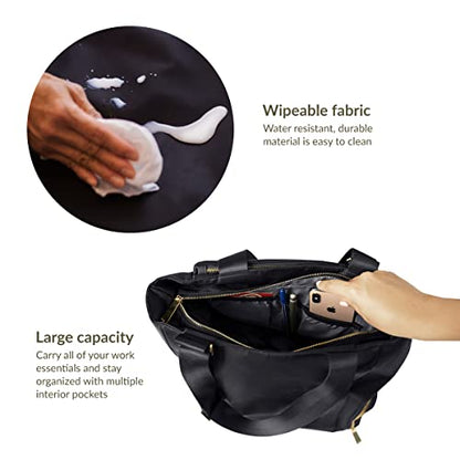 Kiinde Anika Breast Pump Bag with Cooler Pocket, Laptop Compartment, Stylish, Large, Easy to Clean, Black with Grey Interior